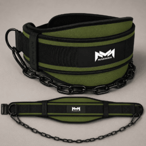 Premium Weighted Dip Belt with Heavy-Duty Steel Chain – Green & Black