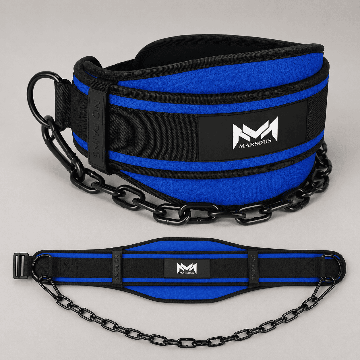Marsous BlueTitan Weighted Dip Belt – Premium Heavy-Duty Dip Belt with Black Steel Chain
