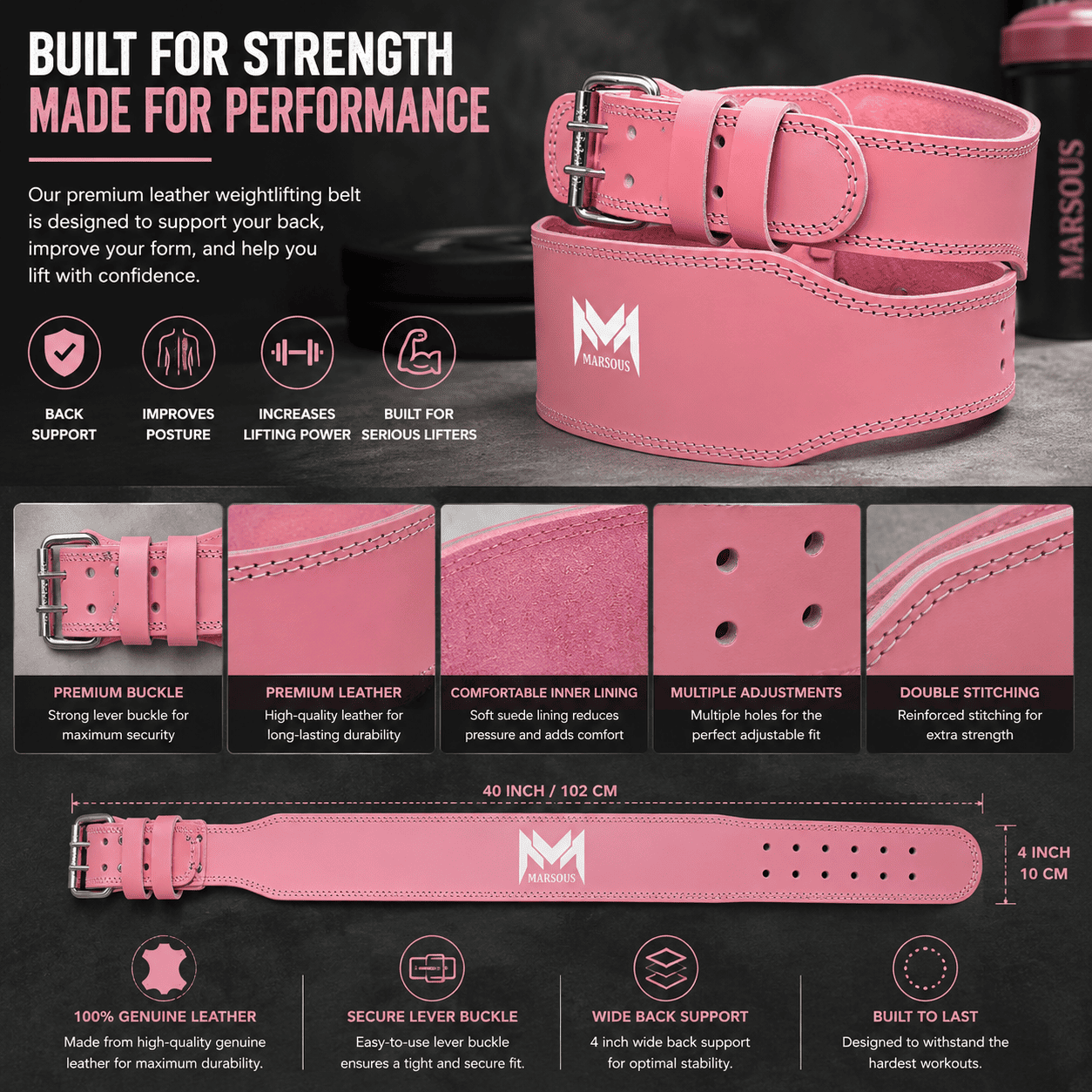 Marsous PowerCurve Leather Lifting Belt - Image 3