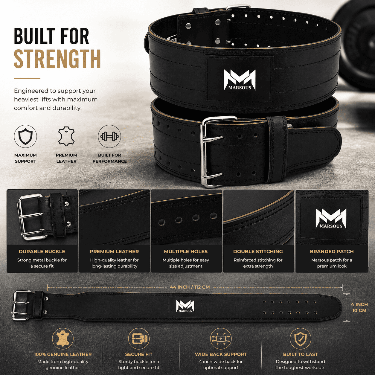 Marsous BlackForce Leather Belt - Image 3