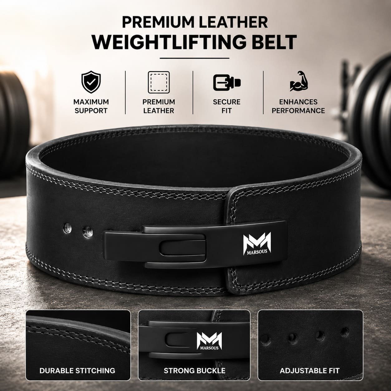 Marsous BlackForce Lever Powerlifting Belt - Image 2