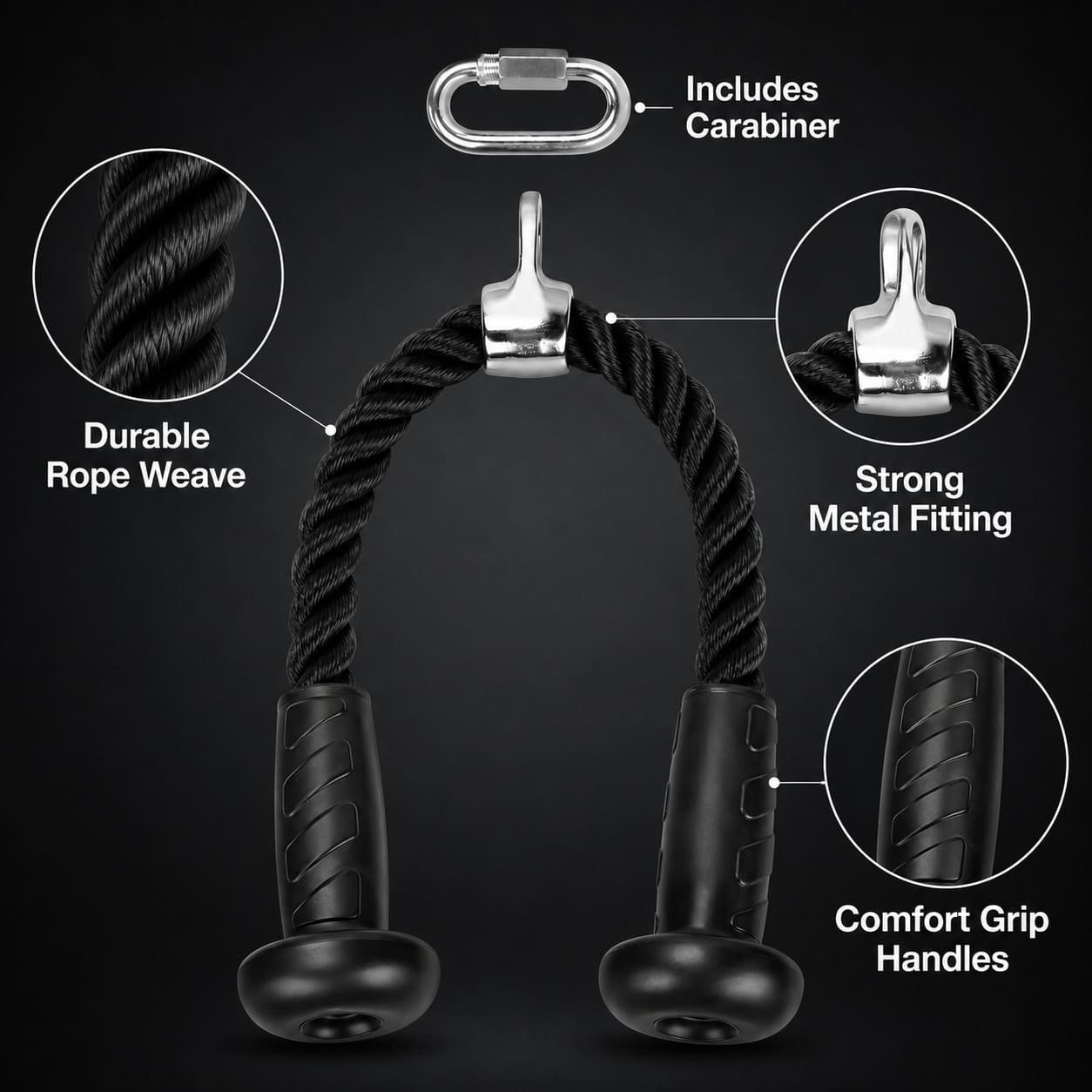 Ergonomic Cable Tricep Rope Attachment - Image 4