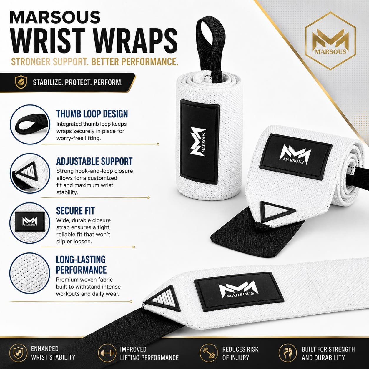 Marsous PrimeForce Wrist Wraps - Image 2