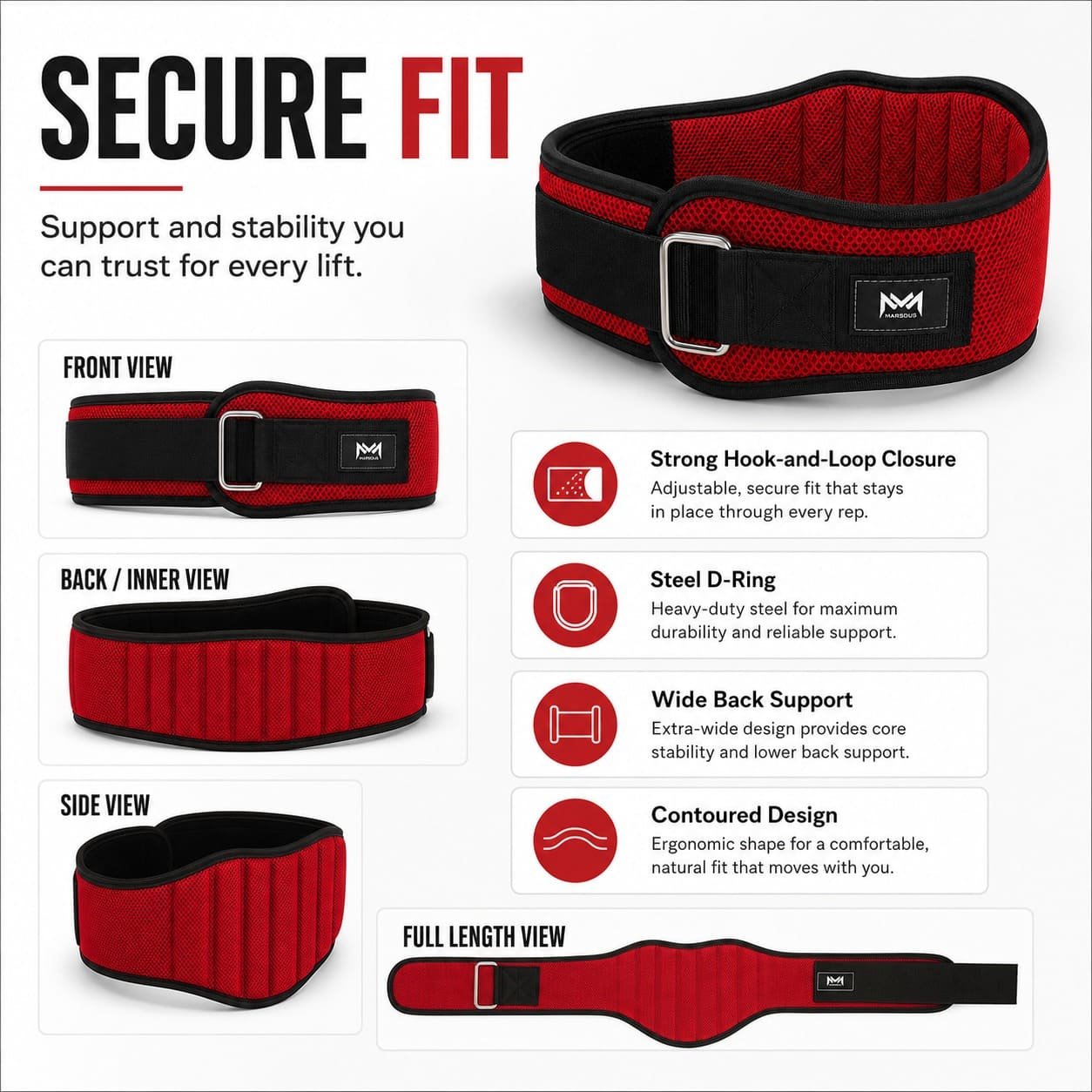 Red Mesh Power Belt - Image 3