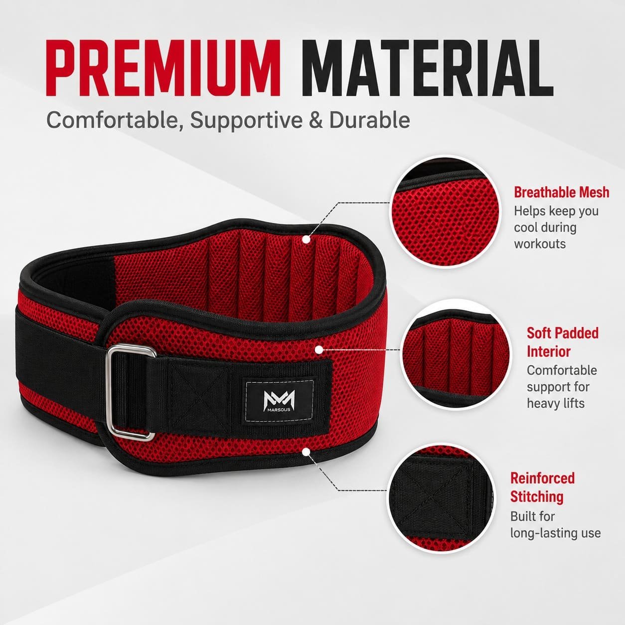 Red Mesh Power Belt - Image 4
