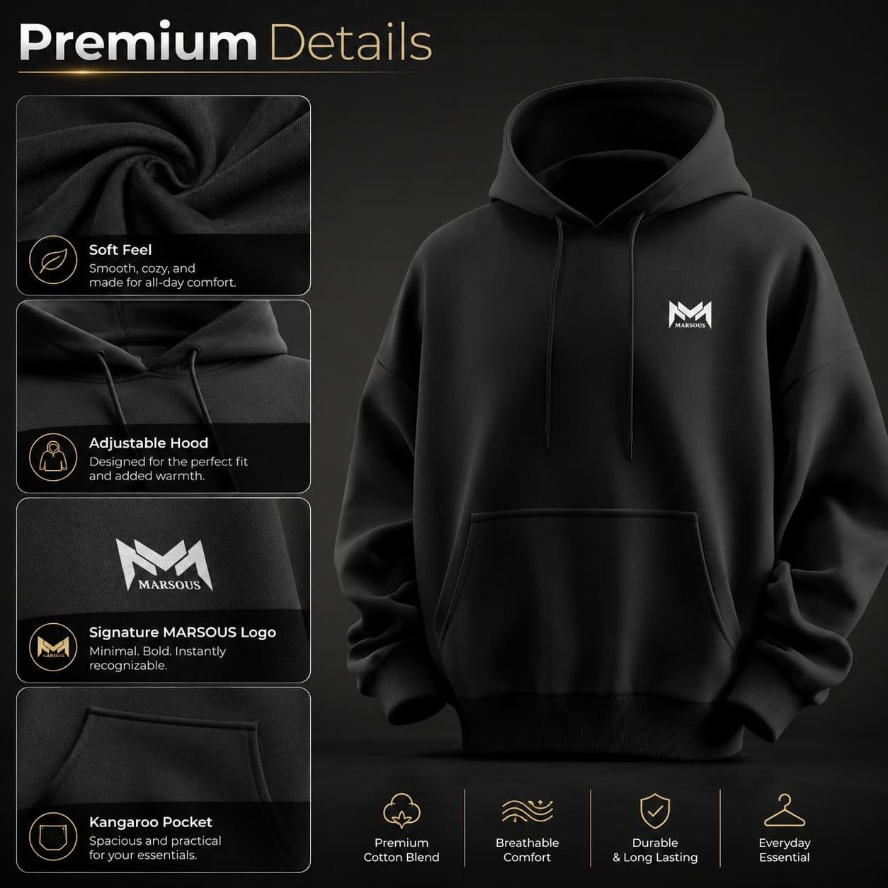 Midnight Essential Hoodie - Image 4