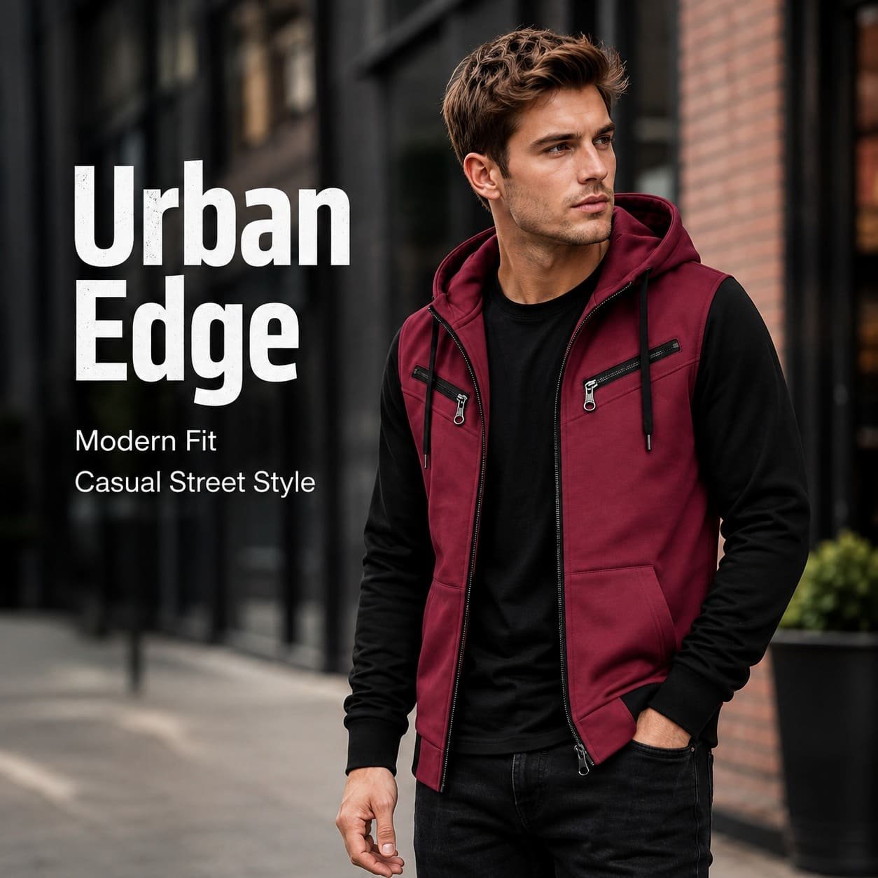 Crimson Edge Zip Hoodie - Image 4