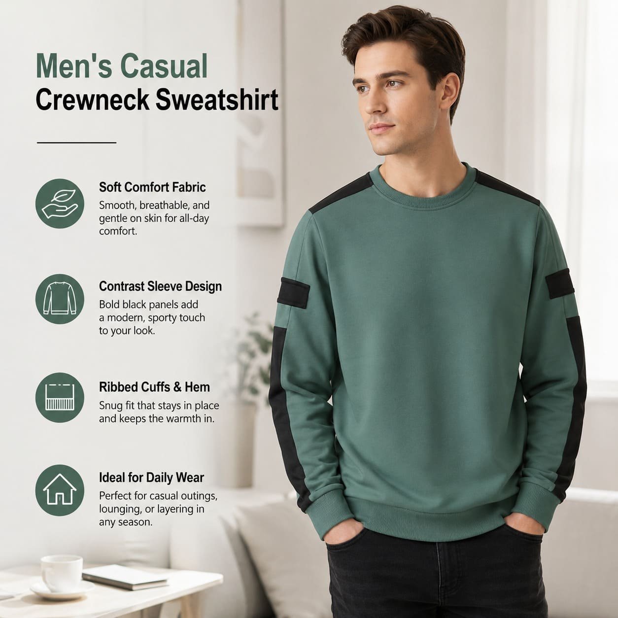 Active Contrast Sleeve Sweatshirt - Image 2